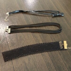 3 Black Choker Necklace Set